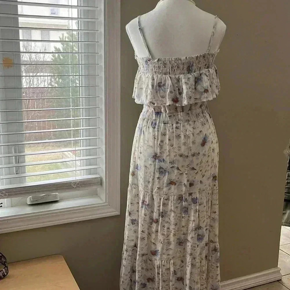 [S]American Eagle  Double spaghetti Straps Floral Ruffle Maxi Tiered Dress - Picture 5 of 14